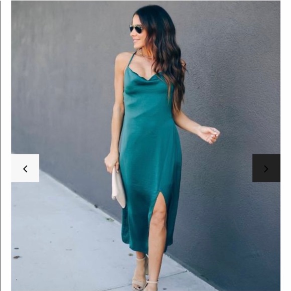 Sycamore Satin MIDI Dress (Teal Blue) 💙 - Picture 2 of 3